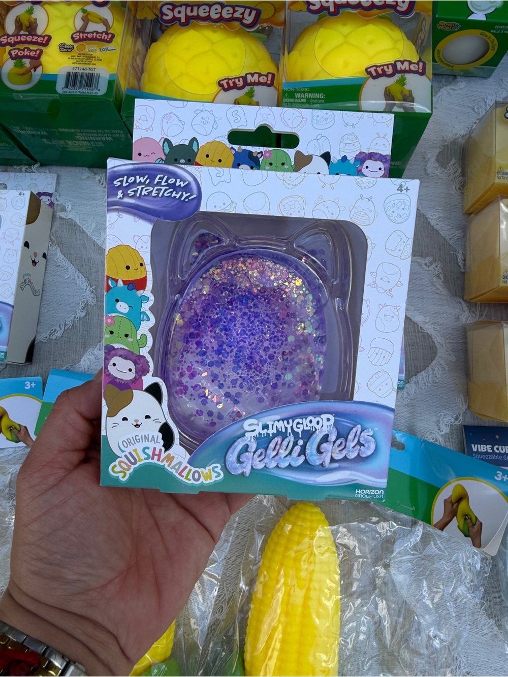 Squishmallows Purple Glitter Gelli Gels Slow Flow Stretchy